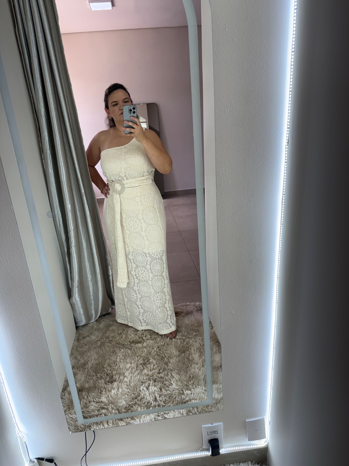 Conjunto Blusa e Saia renda natural